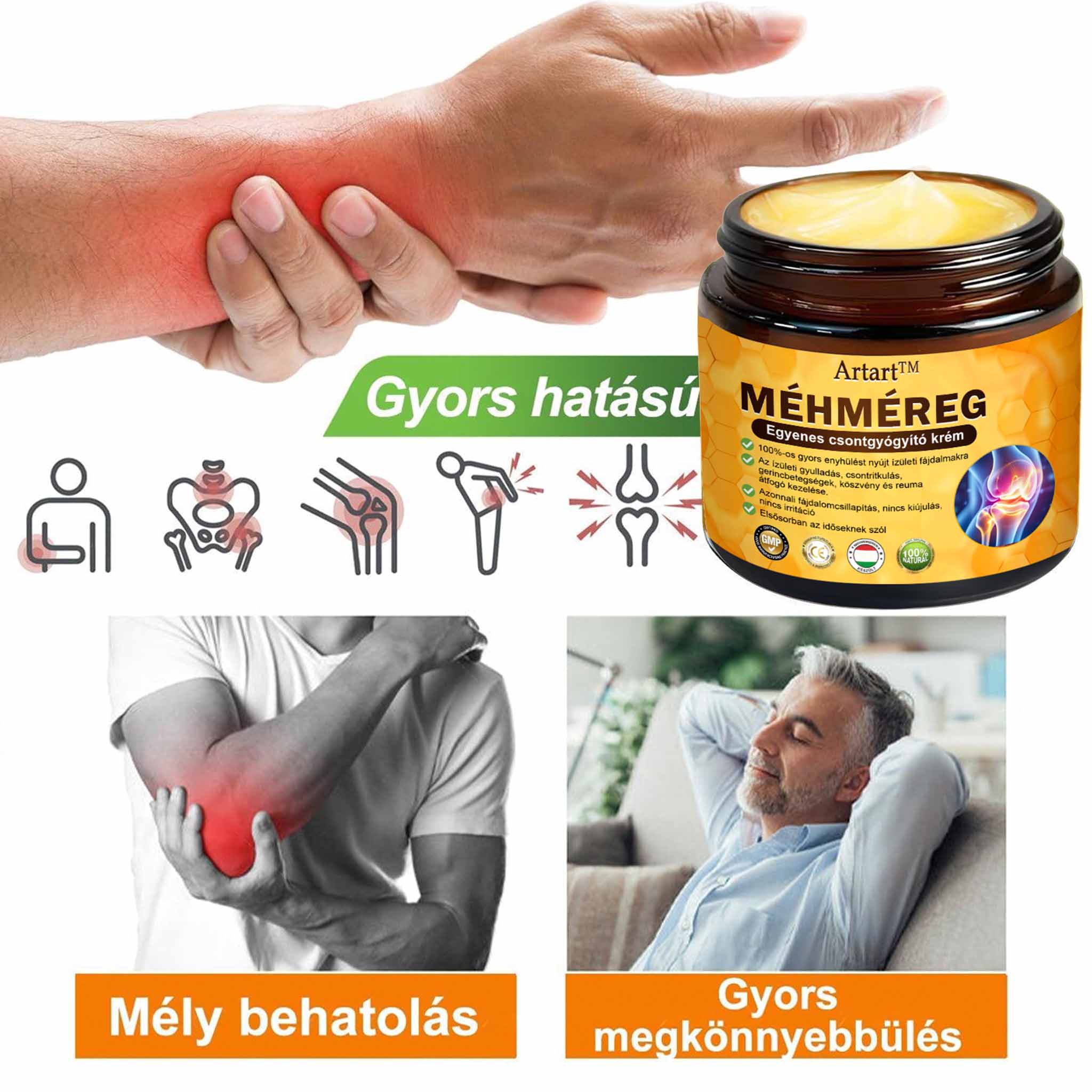 ✨ARTART™ Méhméreg Fájdalomcsillapító Csontregeneráló Krém (Kifejezetten ízületi fájdalmakkal küzdő betegek számára tervezve, szakértők ajánlásával)